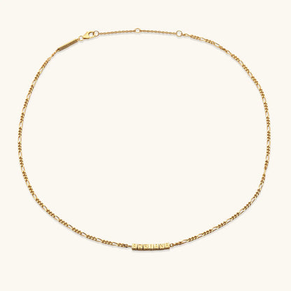 Custom Tiny Words Necklace- Figaro Chain