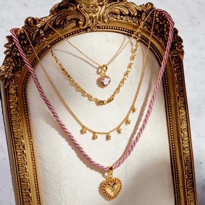Lace Heart Pendant Cord Necklace
