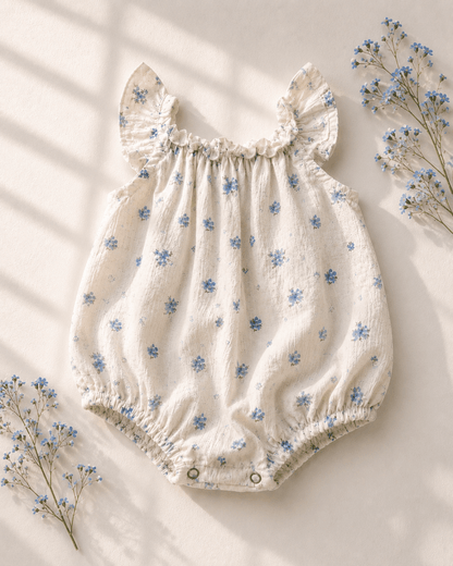 Ivy Flutter Sleeve Bubble Romper - Blue Patina
