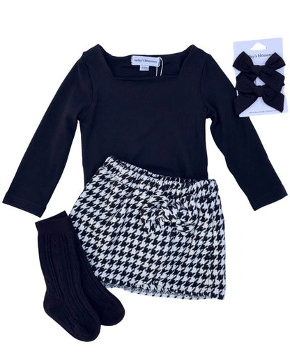 Lilith Square Neck Long Sleeve Top & Leotard - Black